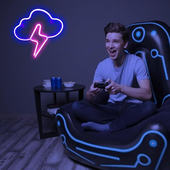 Cloud and Lightning Neon Signs USB Battery LED Wall Decor for Kids Room Party - Picture 3 of 8